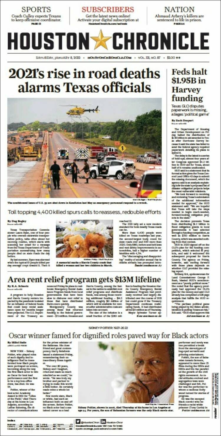 Portada de Houston Chronicle (USA)