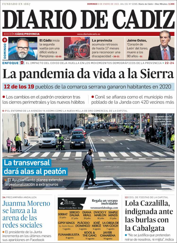 Portada de Diario de Cádiz (España)