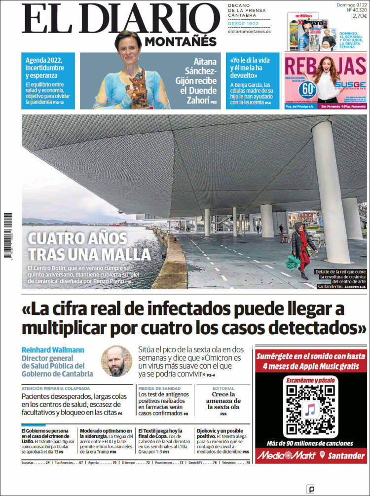 Portada de El Diario Montañés (España)