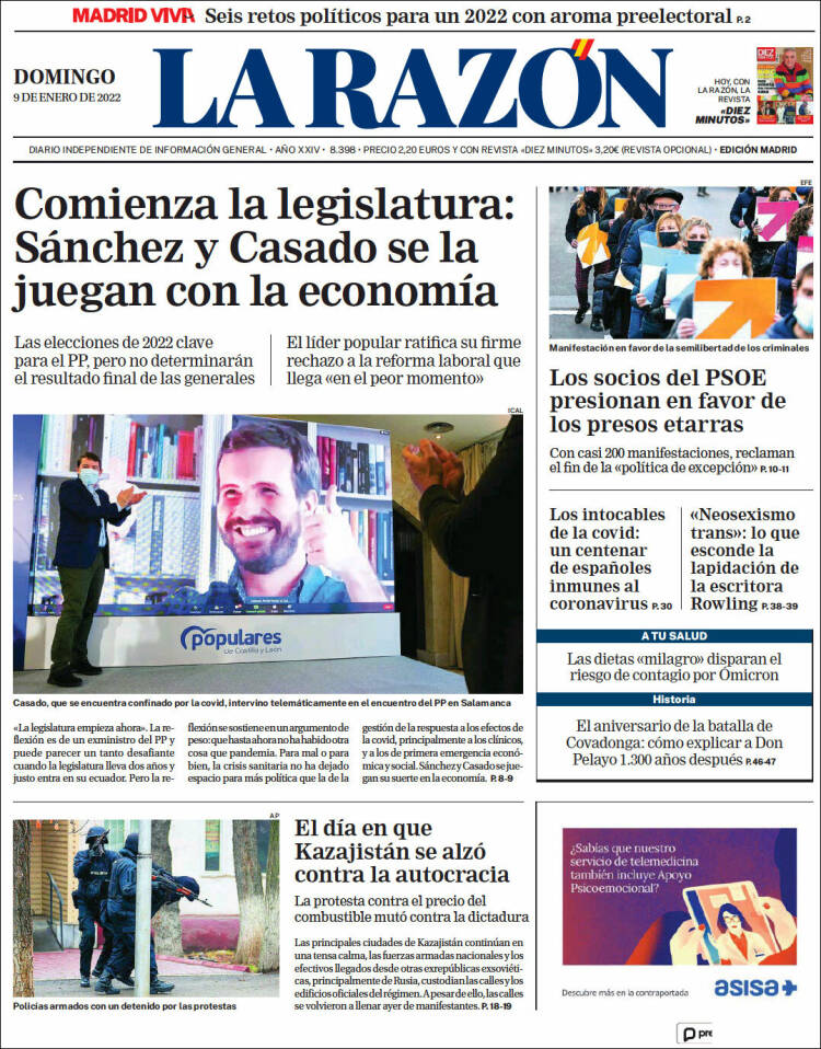 Portada de La Razón (España)