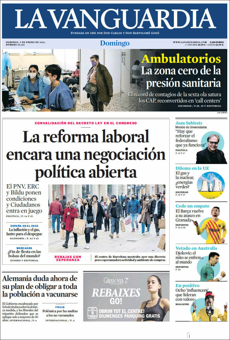 Portada de La Vanguardia (España)