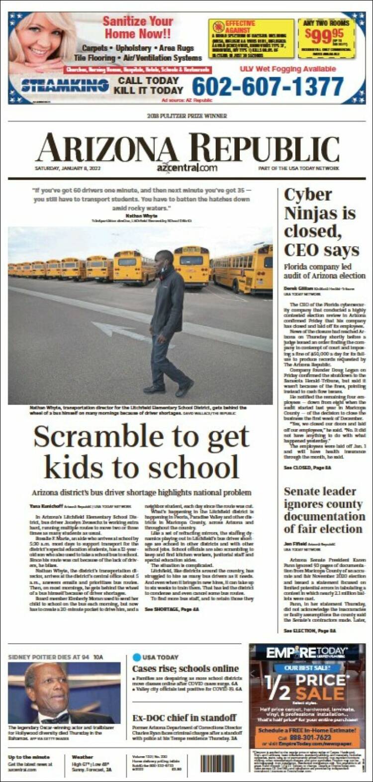 Portada de Arizona Republic News (USA)