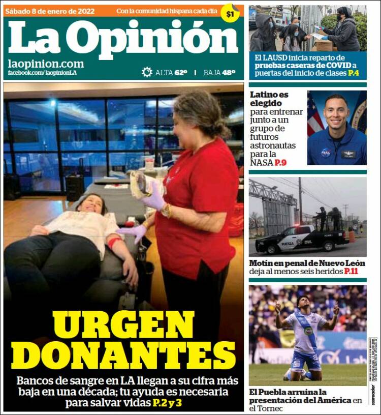 Portada de La Opinión (USA)