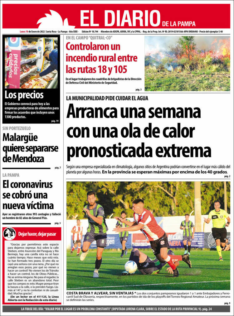 Portada de Diario de La Pampa (Argentina)