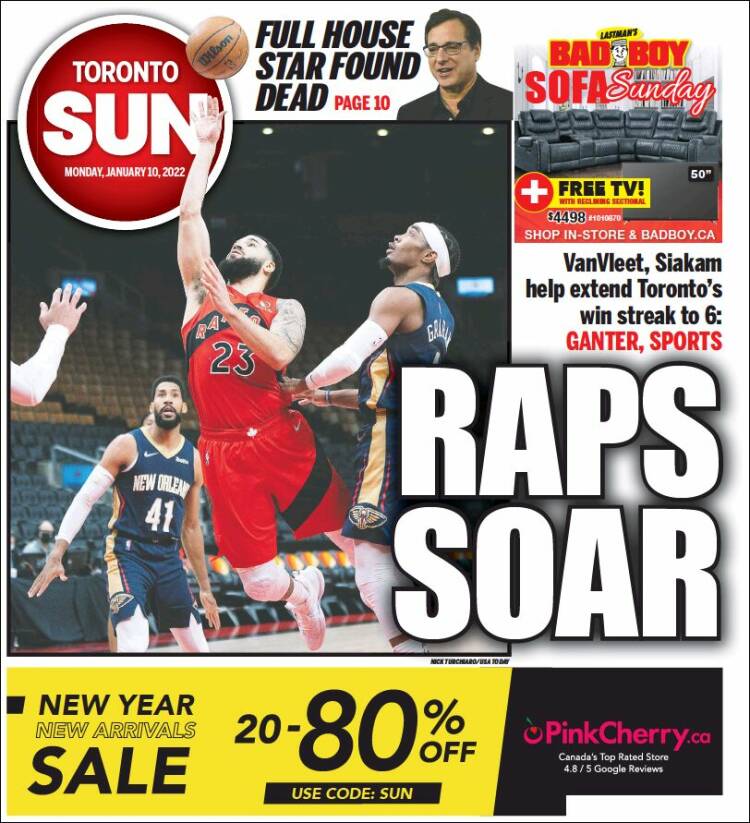 Portada de The Toronto Sun (Canad&aacute;)