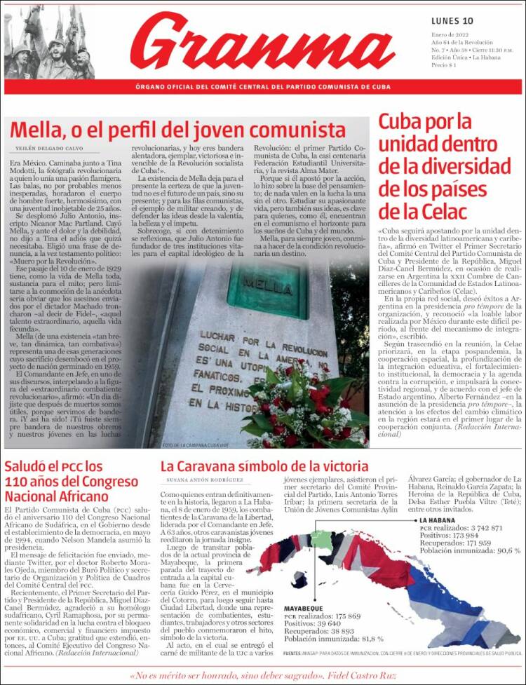 Portada de Granma (Cuba)