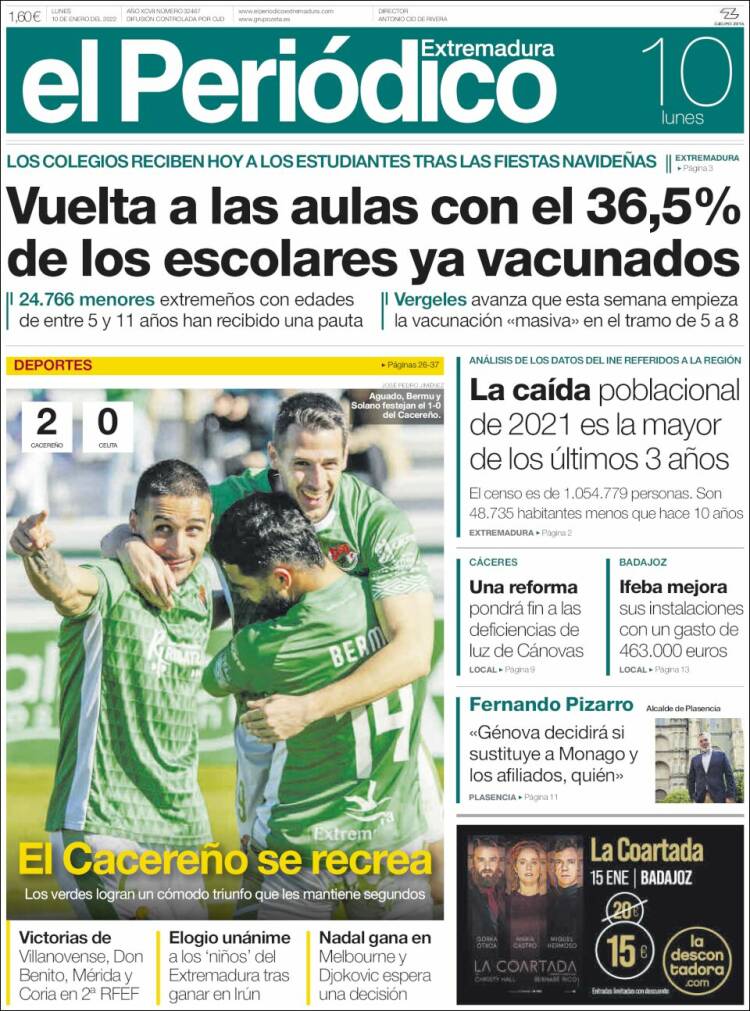 Portada de El Periódico de Extremadura (Espa&ntilde;a)