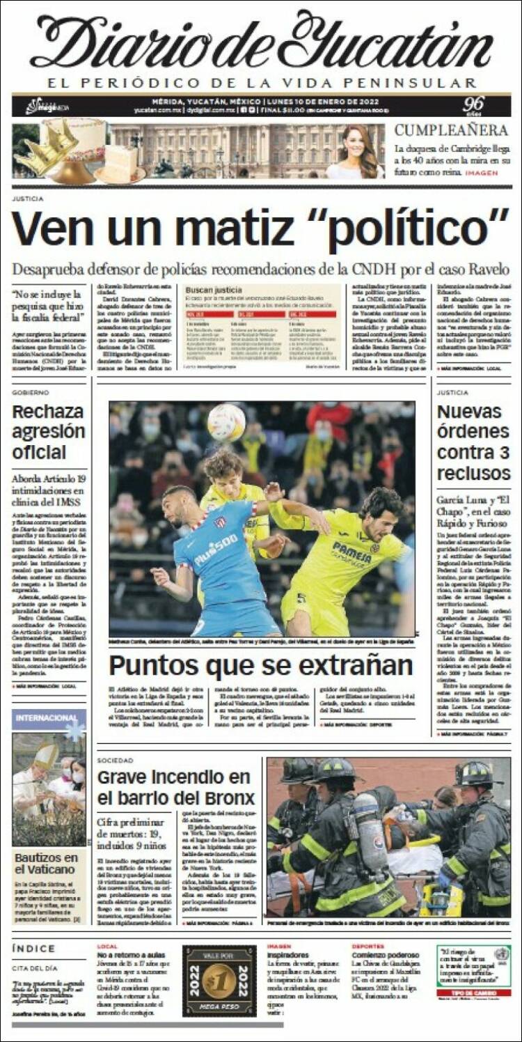 Portada de Diario de Yucatán (M&eacute;xico)