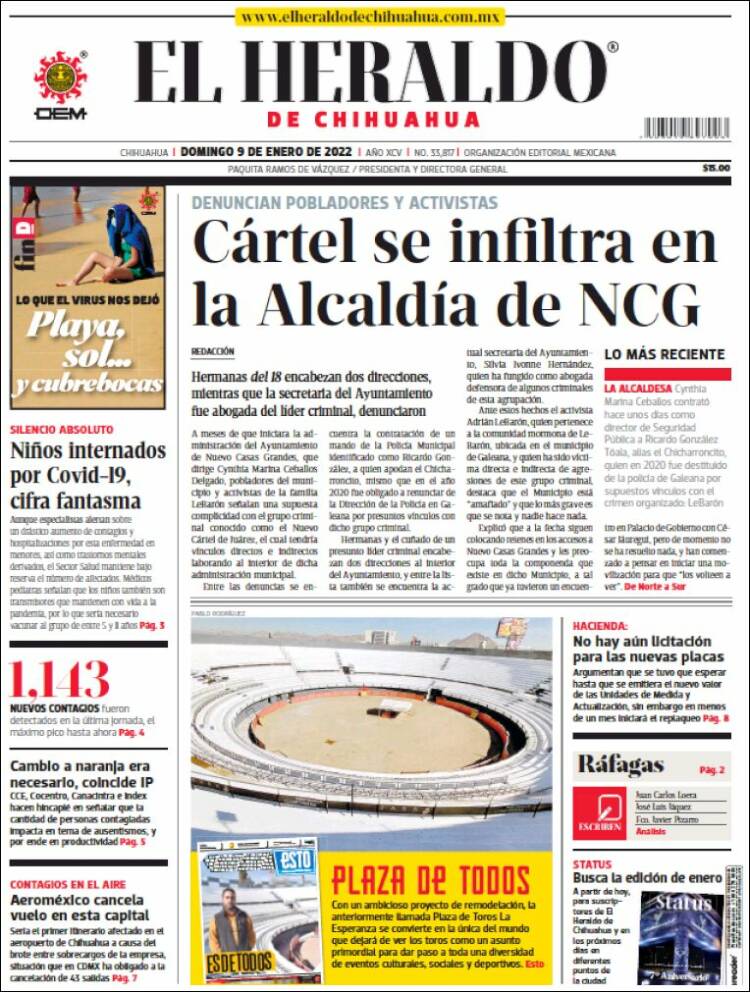 Portada de El Heraldo de Chihuahua (M&eacute;xico)