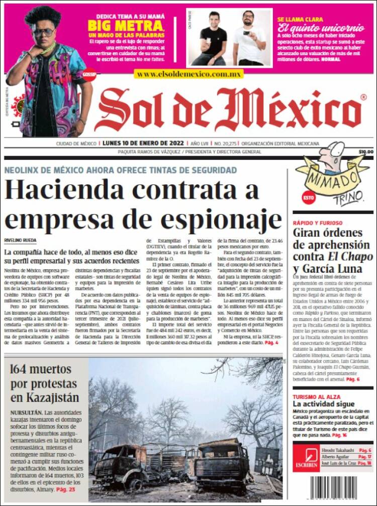 Portada de El Sol de México (M&eacute;xico)