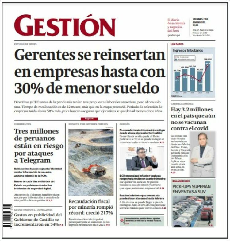 Portada de Diario Gestión (Per&uacute;)