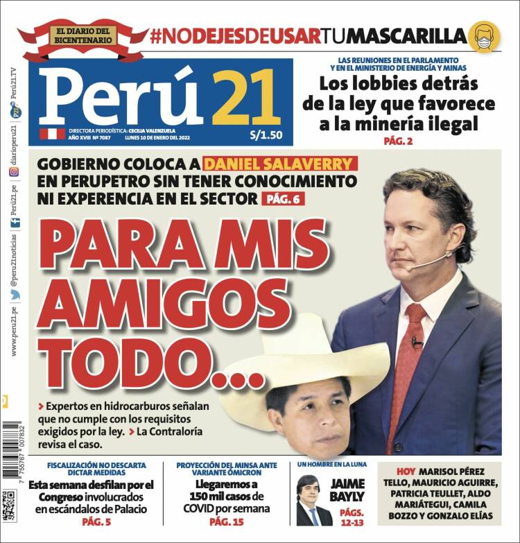 Portada de Perú 21 (Per&uacute;)