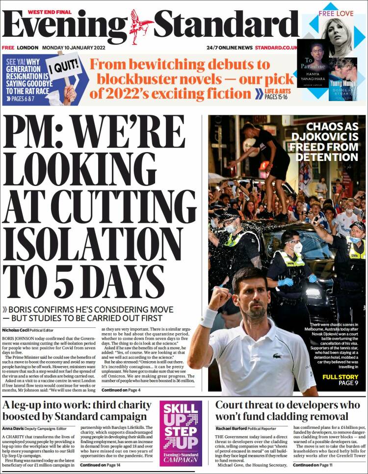 Portada de Evening Standard (Reino Unido)