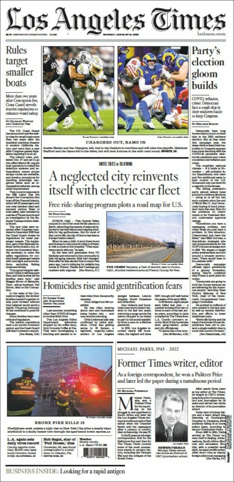 Portada de Los Angeles Times (USA)
