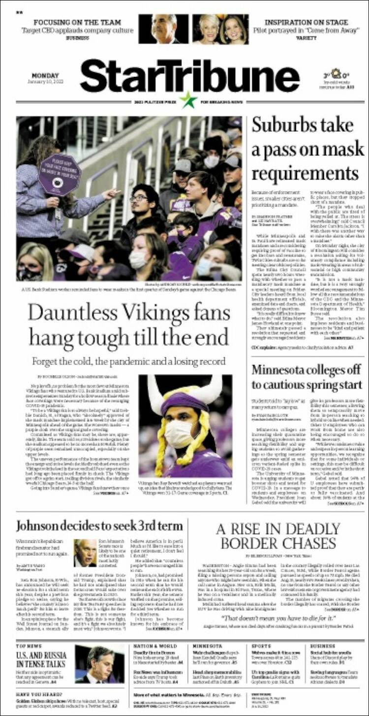 Portada de Star Tribune (USA)