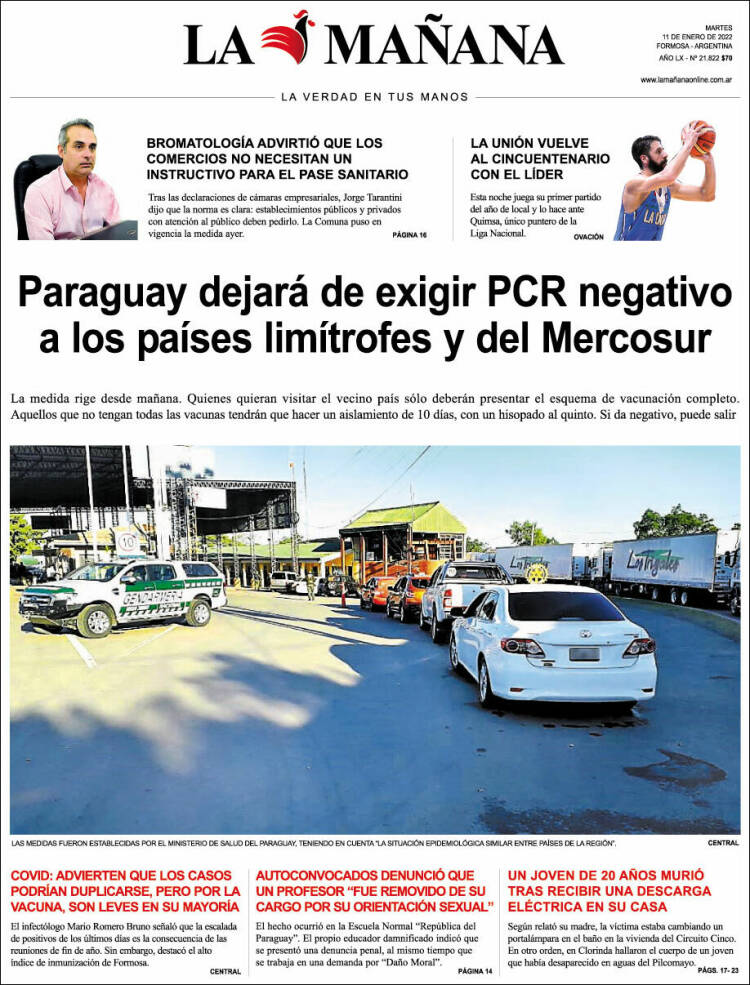 Portada de Diario La Mañana (Argentina)