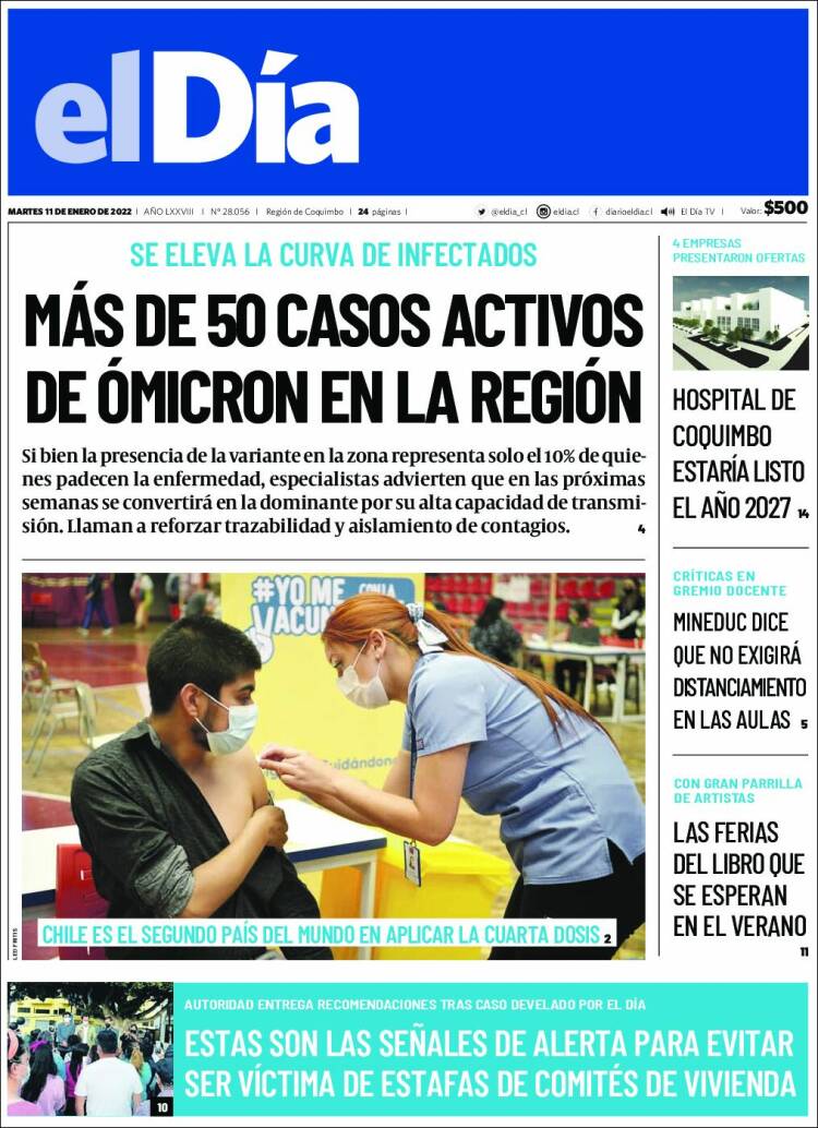 Portada de El Día (Chile)