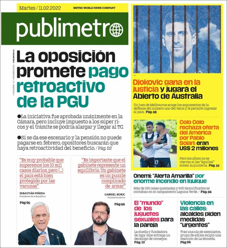 Portada de Publimetro (Chile)