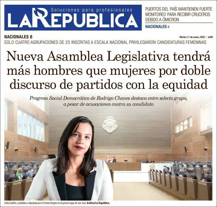 Portada de La República (Costa Rica)