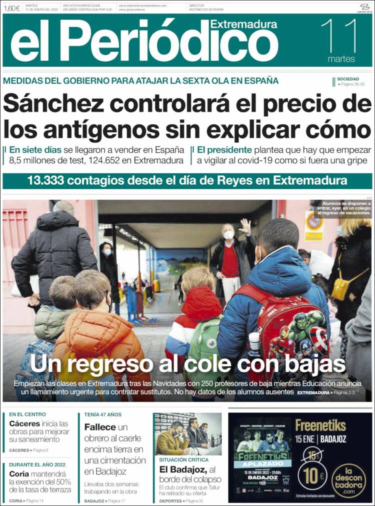 Portada de El Periódico de Extremadura (Espa&ntilde;a)
