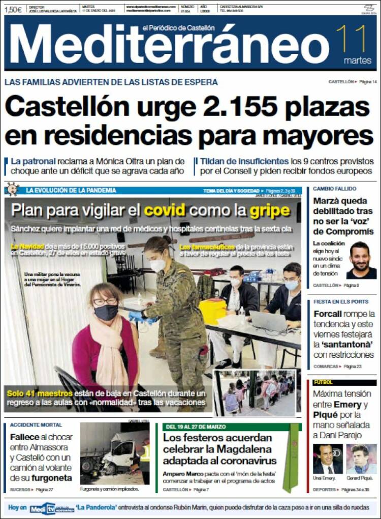 Portada de El Periódico Mediterraneo (Espa&ntilde;a)