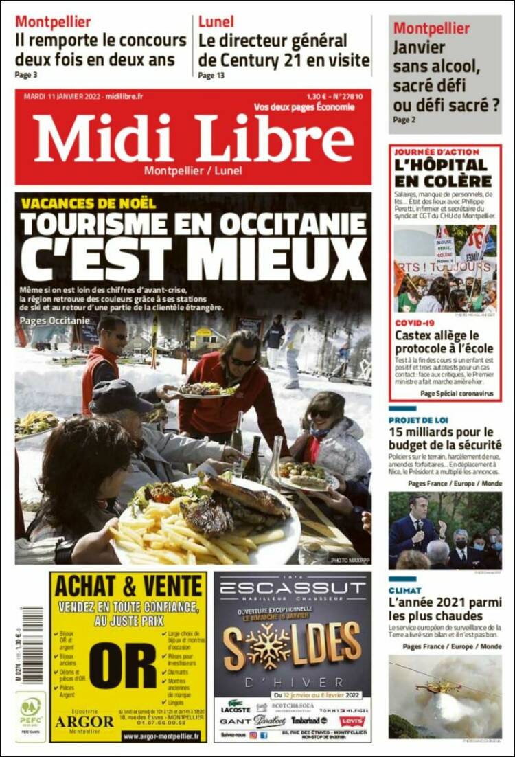 Portada de Midi Libre (Francia)