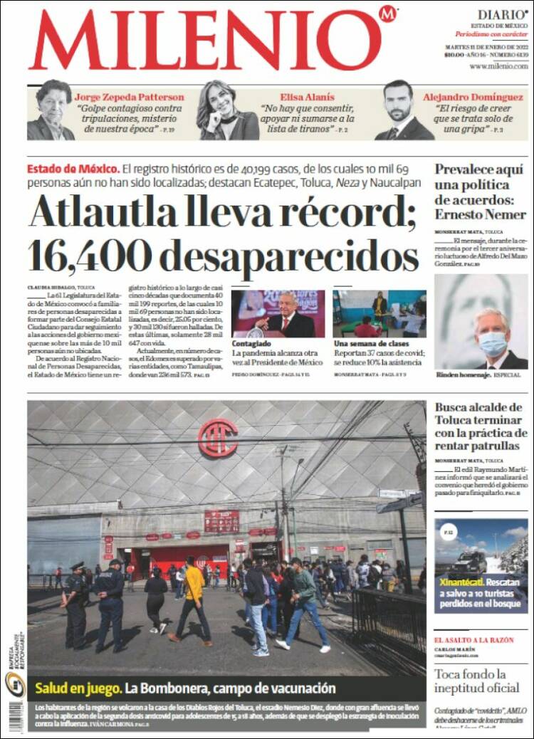 Portada de Milenio - Estado de México (M&eacute;xico)