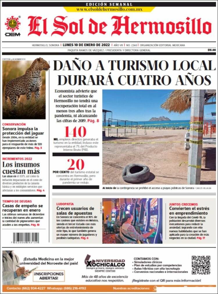 Portada de El Sol de Hermosillo (M&eacute;xico)