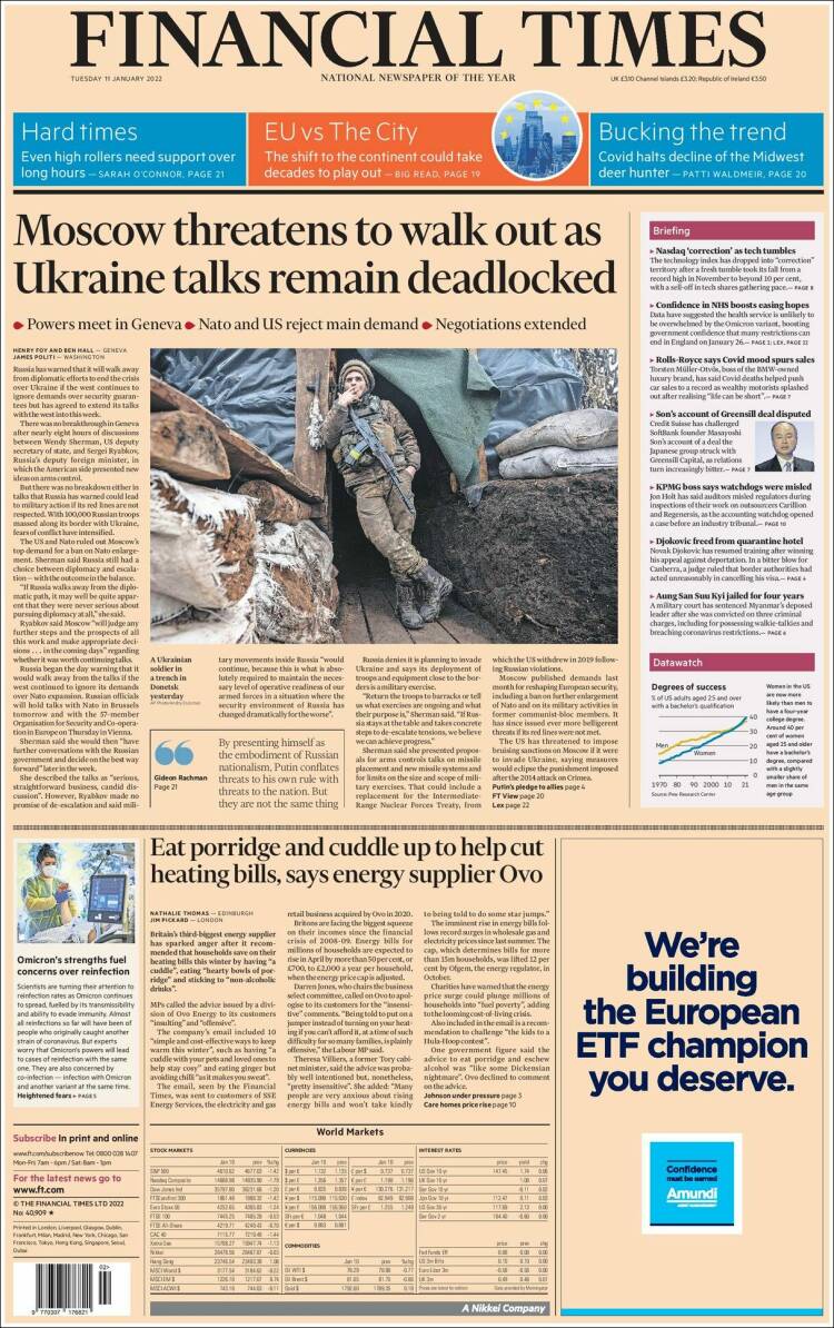 Portada de Financial Times (Reino Unido)