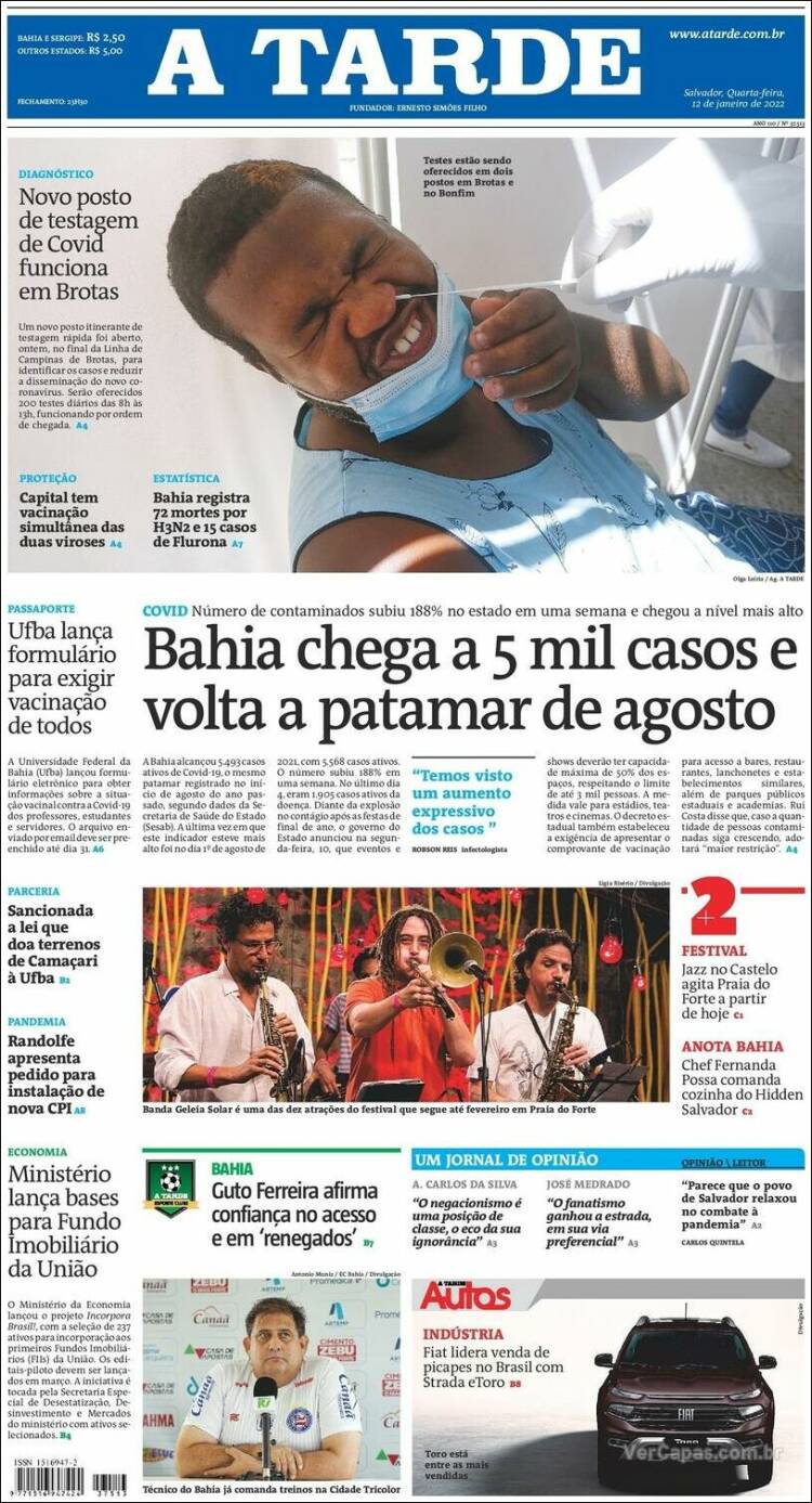 Portada de Diário A Tarde (Brasil)
