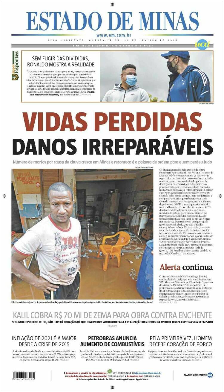 Portada de Jornal Estado de Minas (Brasil)