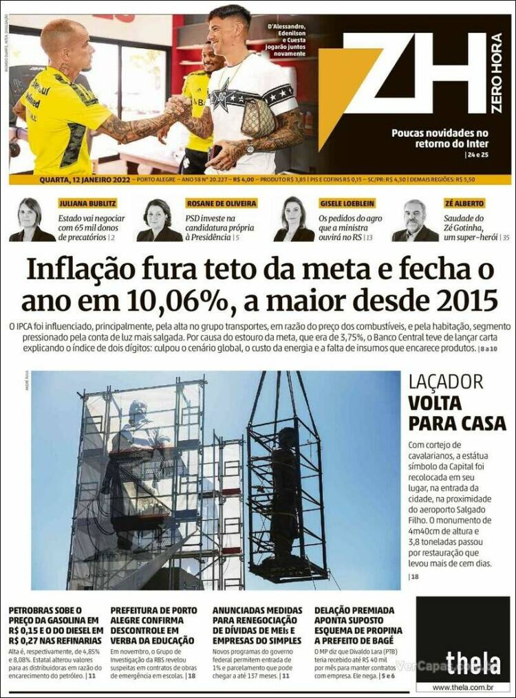 Portada de Zero Hora (Brasil)