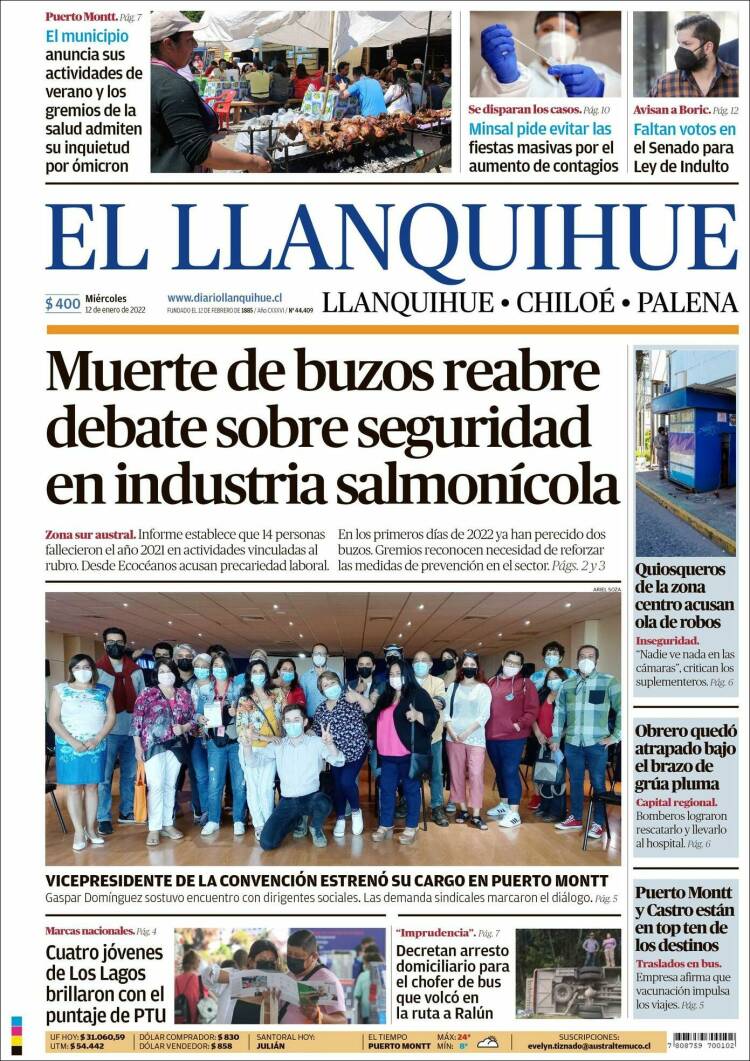 Portada de El Llanquihue (Chile)