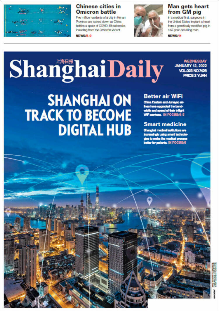 Portada de Shanghai Daily (China)
