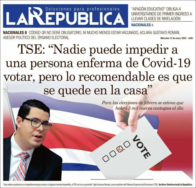 Portada de La República (Costa Rica)