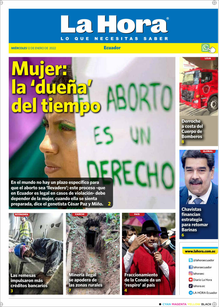Portada de La Hora - Ecuador (Ecuador)