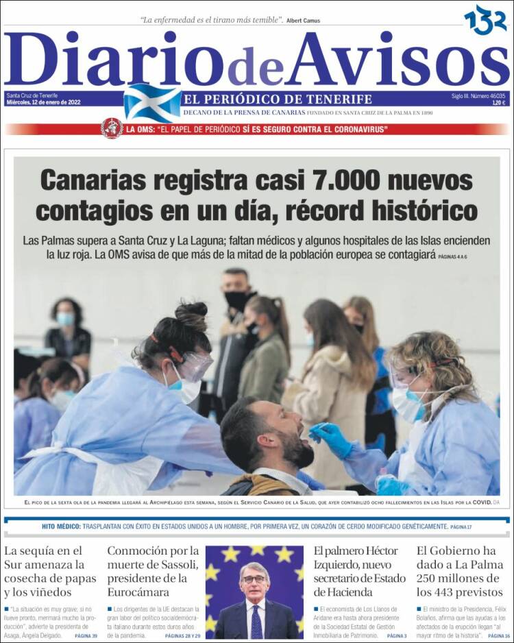 Portada de Diarios de Avisos (España)