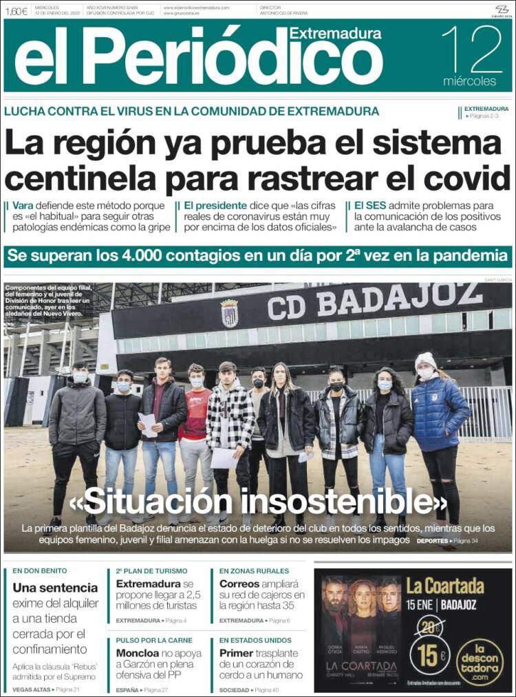 Portada de El Periódico de Extremadura (Espa&ntilde;a)
