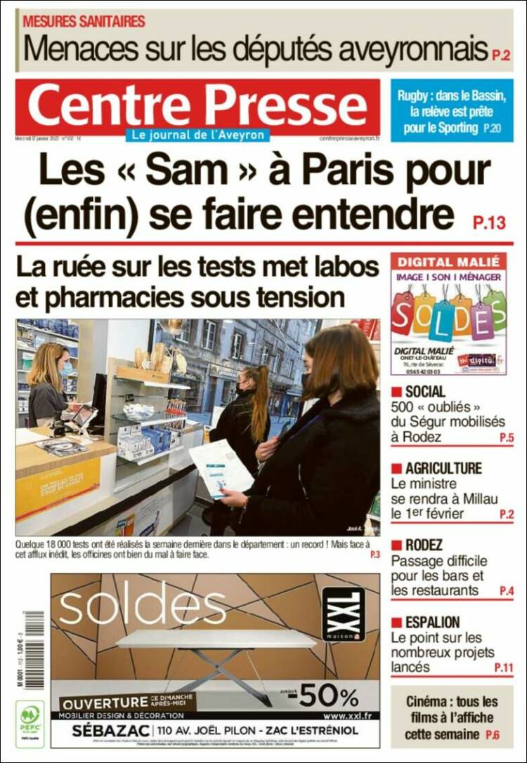 Portada de Centre Presse (Francia)