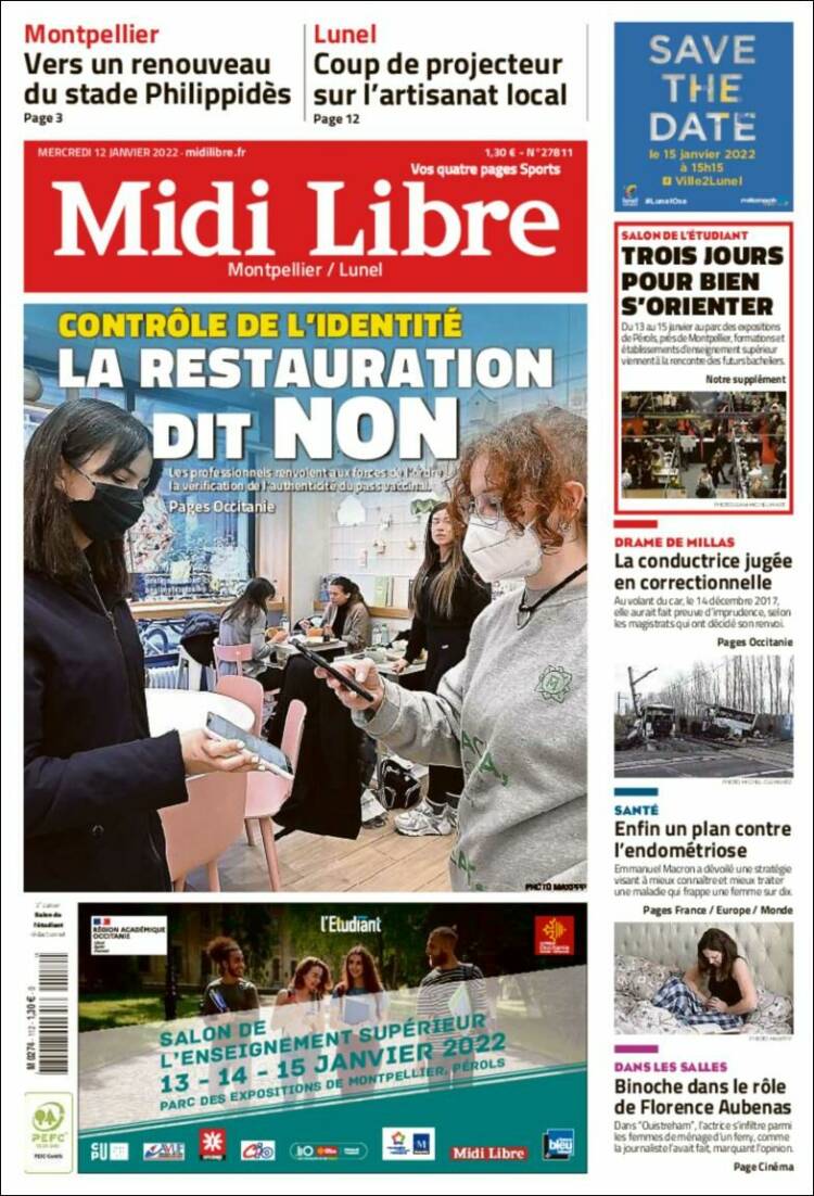 Portada de Midi Libre (Francia)