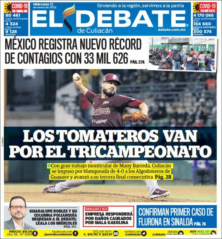 Portada de El Debate de Culiacán (M&eacute;xico)