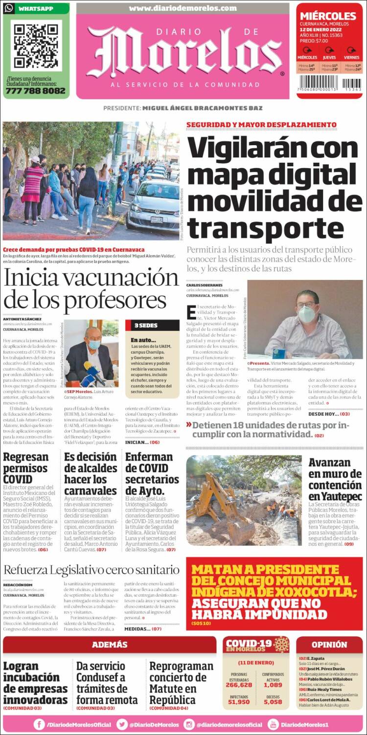 Portada de Diario de Morelos (México)