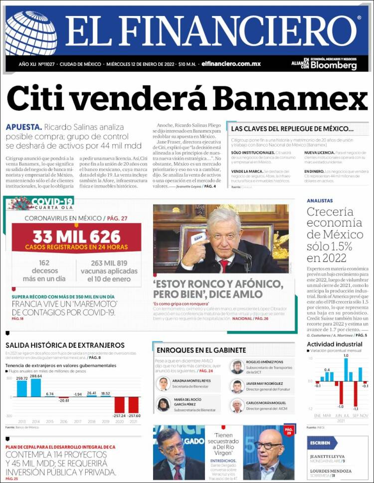Portada de El Financiero (M&eacute;xico)