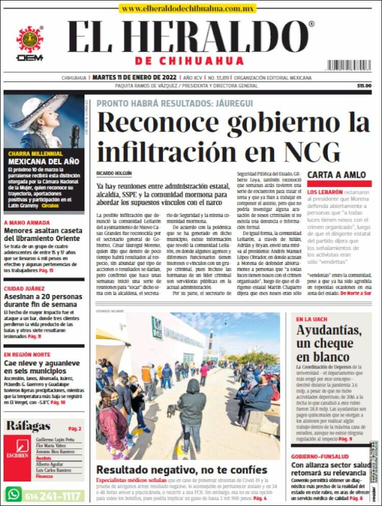 Portada de El Heraldo de Chihuahua (M&eacute;xico)