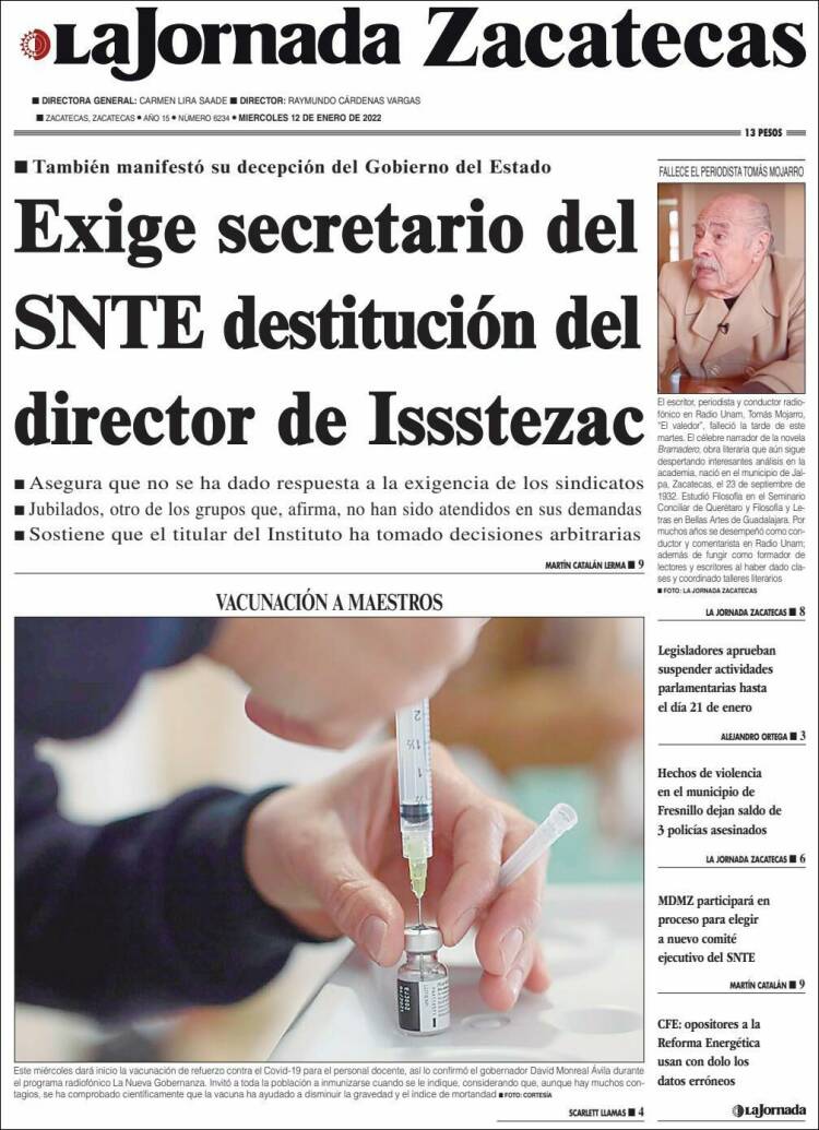 Portada de Jornada de Zacatecas (M&eacute;xico)