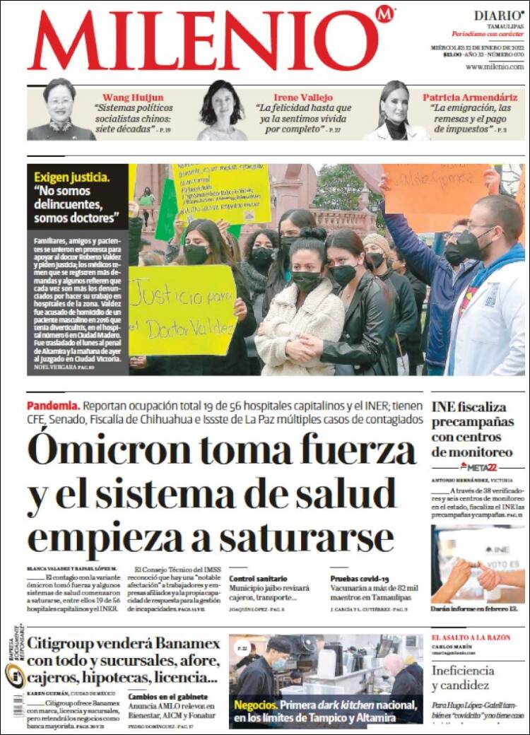 Portada de Milenio - Tamaulipas (México)