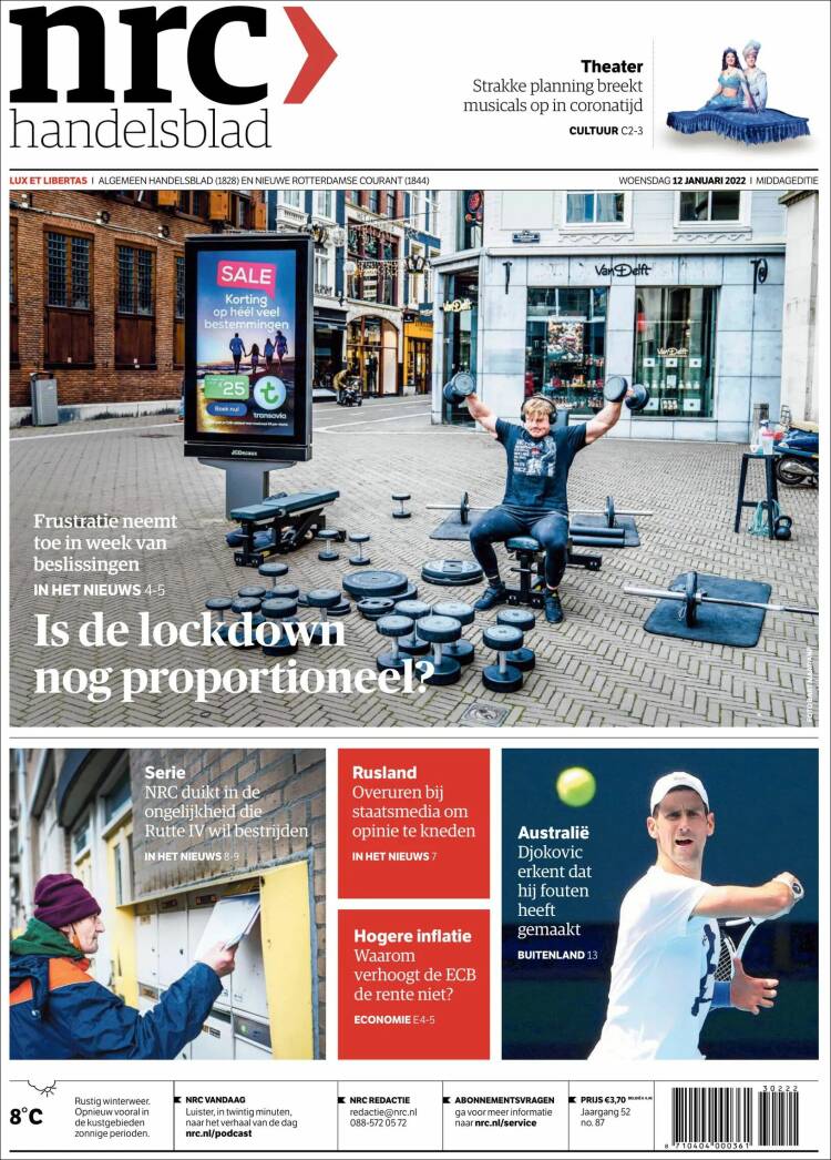 Portada de NRC Handelsblad (Pa&iacute;ses Bajos)