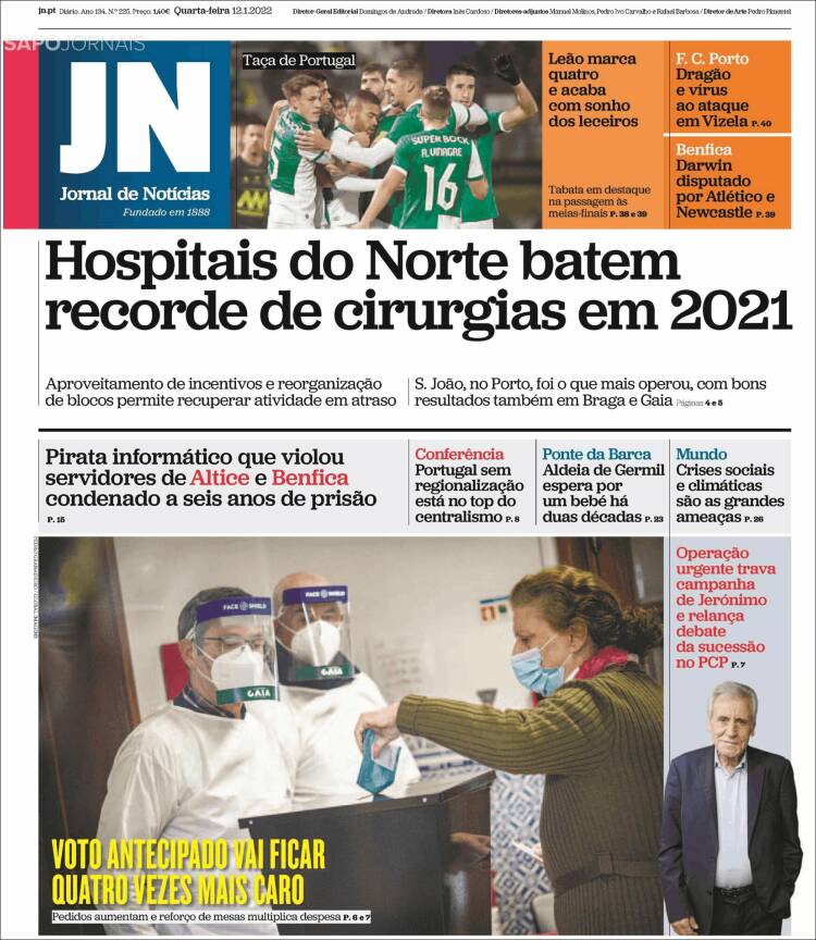 Portada de Jornal de Notícias (Portugal)