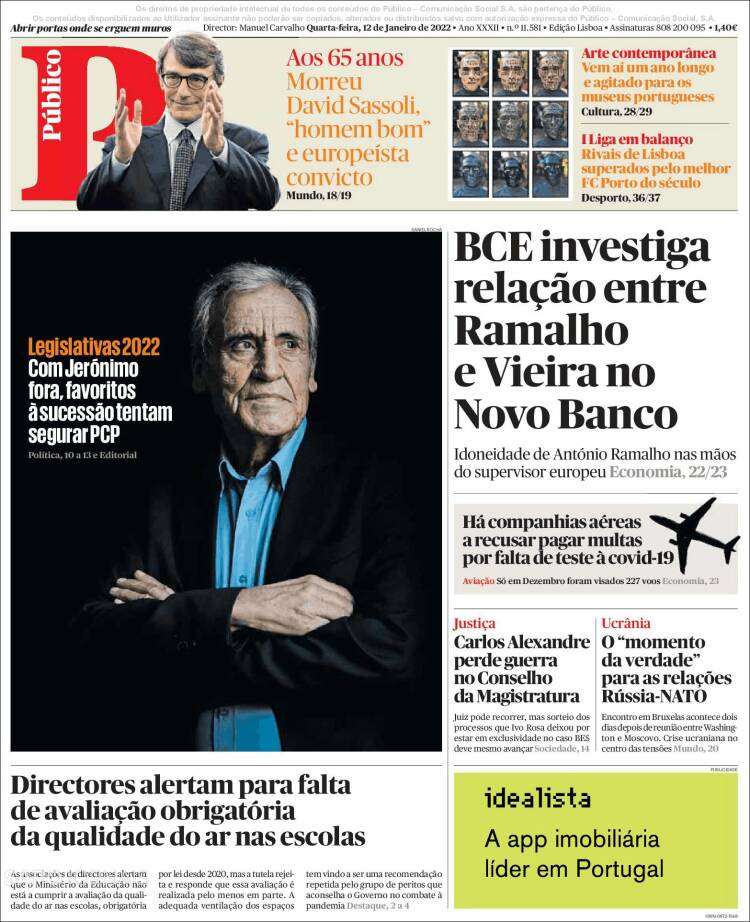 Portada de Público (Portugal)