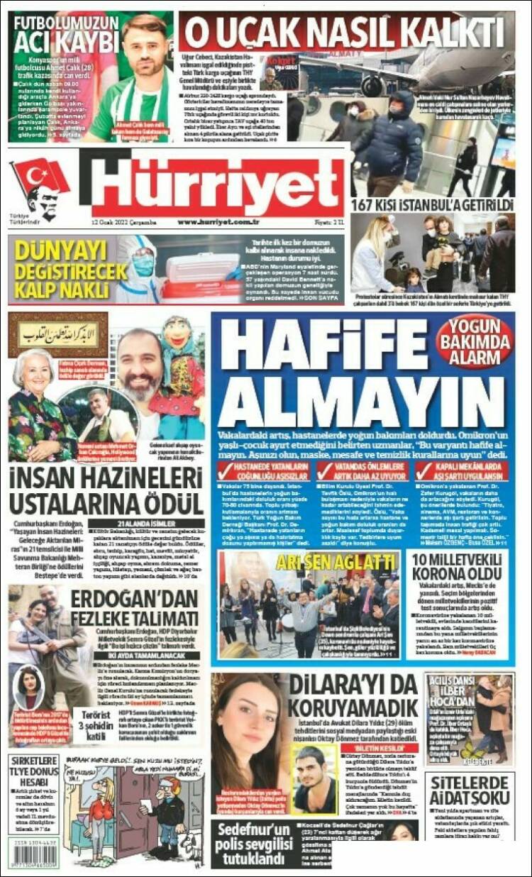 Portada de Hürriyet (Turqu&iacute;a)